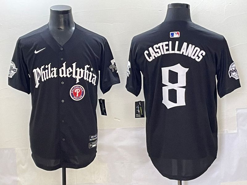 Men 2025 Philadelphia Phillies #8 Castellanos Black Five generations Joint Name Nike MLB Jersey style 8->philadelphia phillies->MLB Jersey